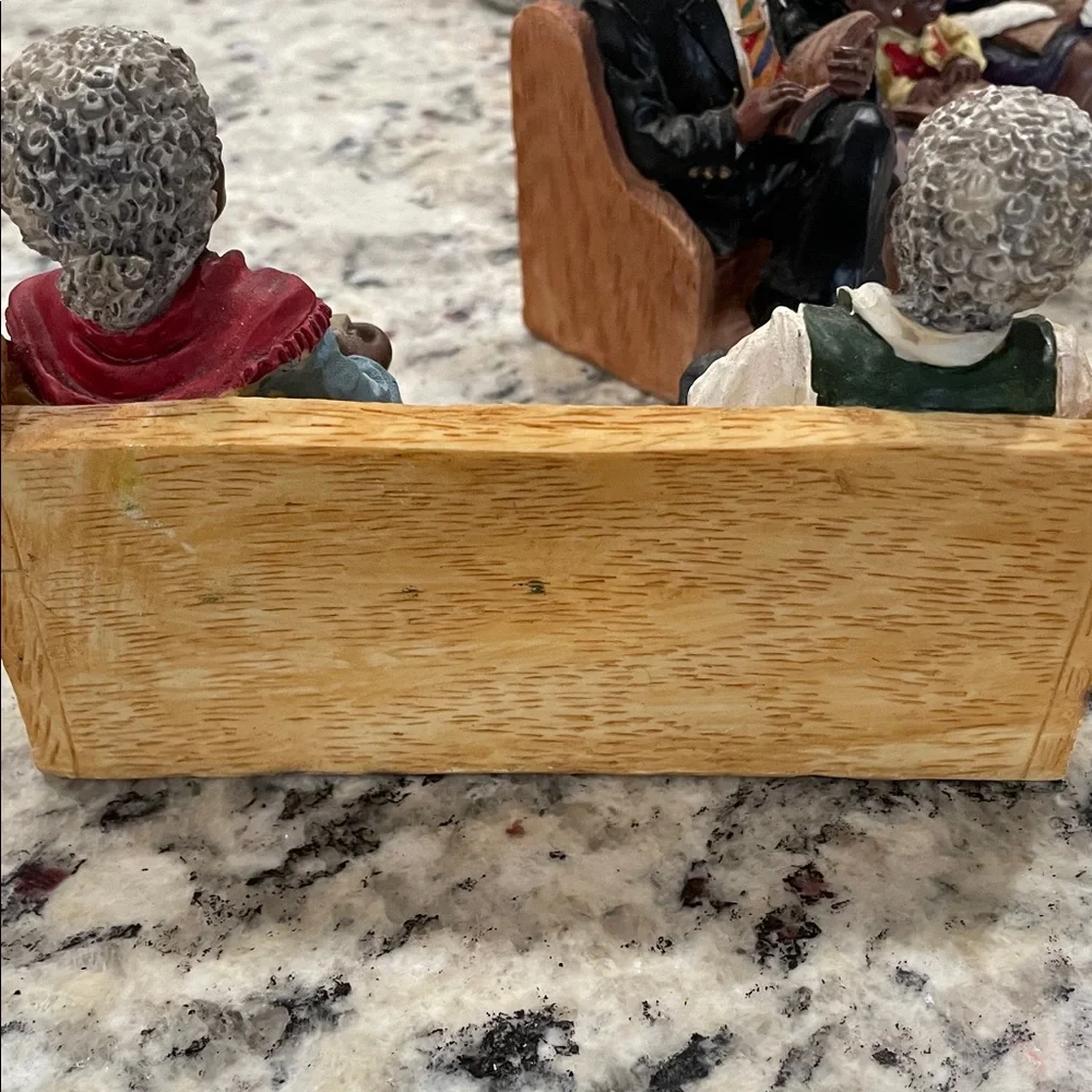 Vintage 90’s COLLECTIBLE African American Church Pew Family Figurines 2 PC Lot